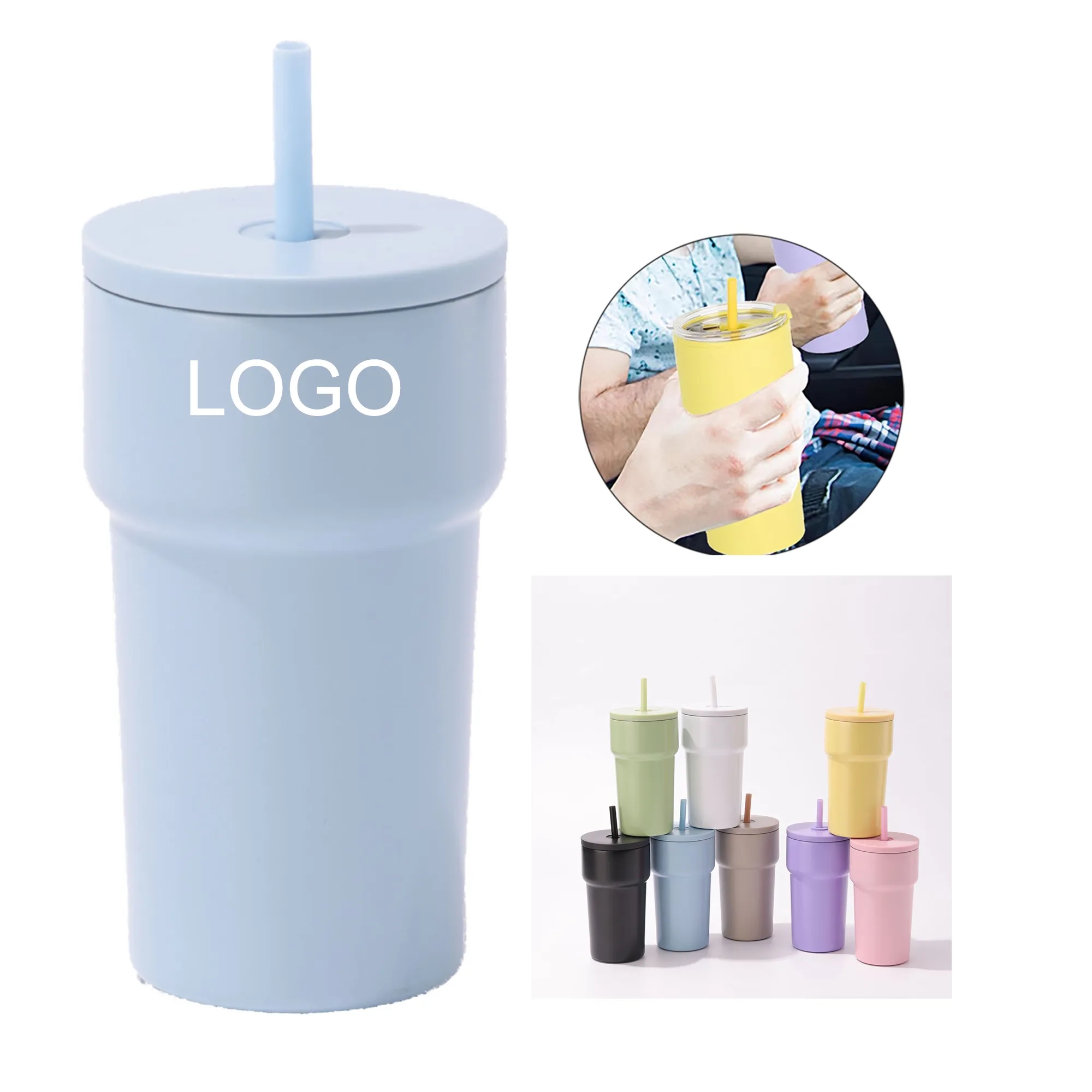 14-Ounce Insulated Coffee Cup With Straw 4
