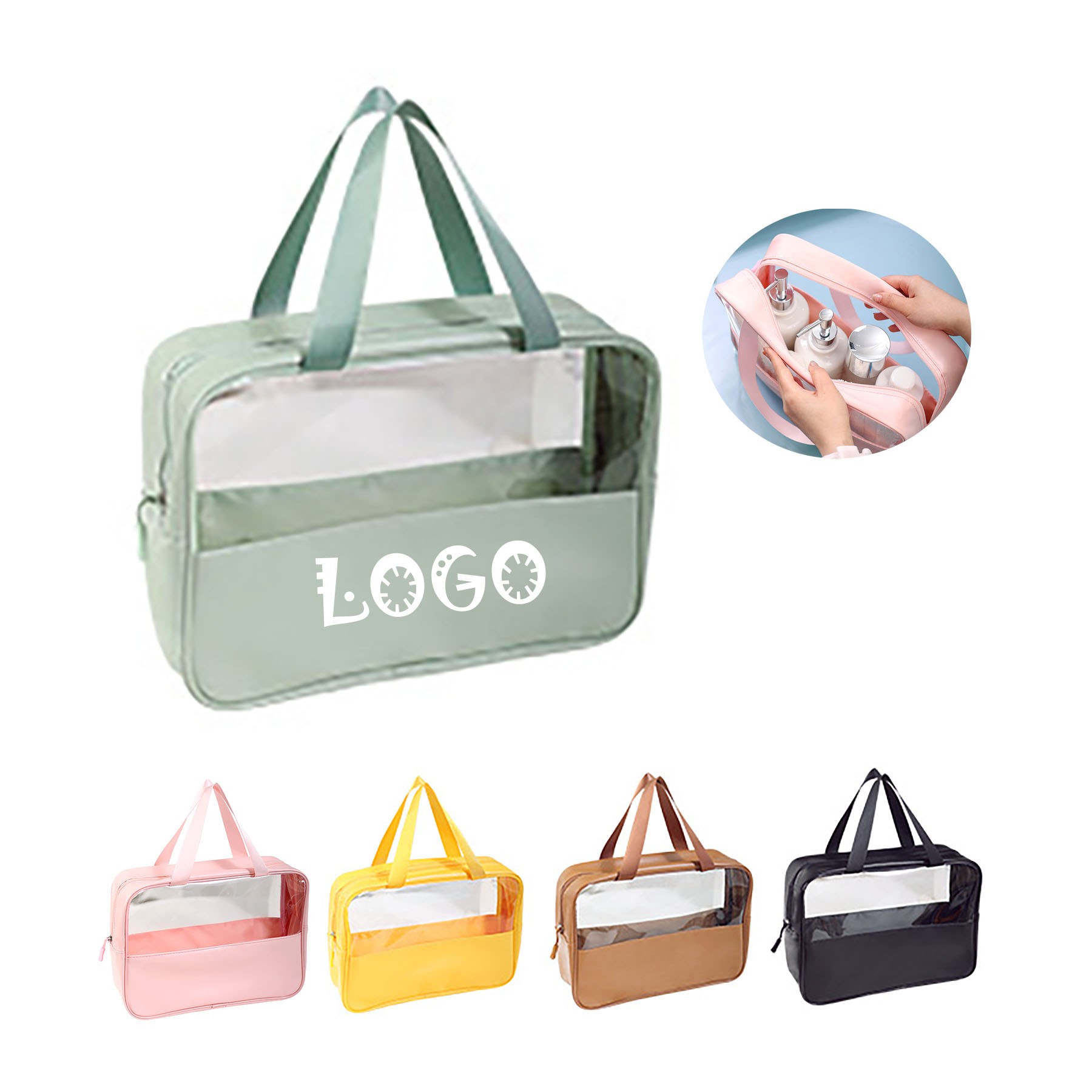 Translucent Pvc Zippered Toiletry Makeup Bag