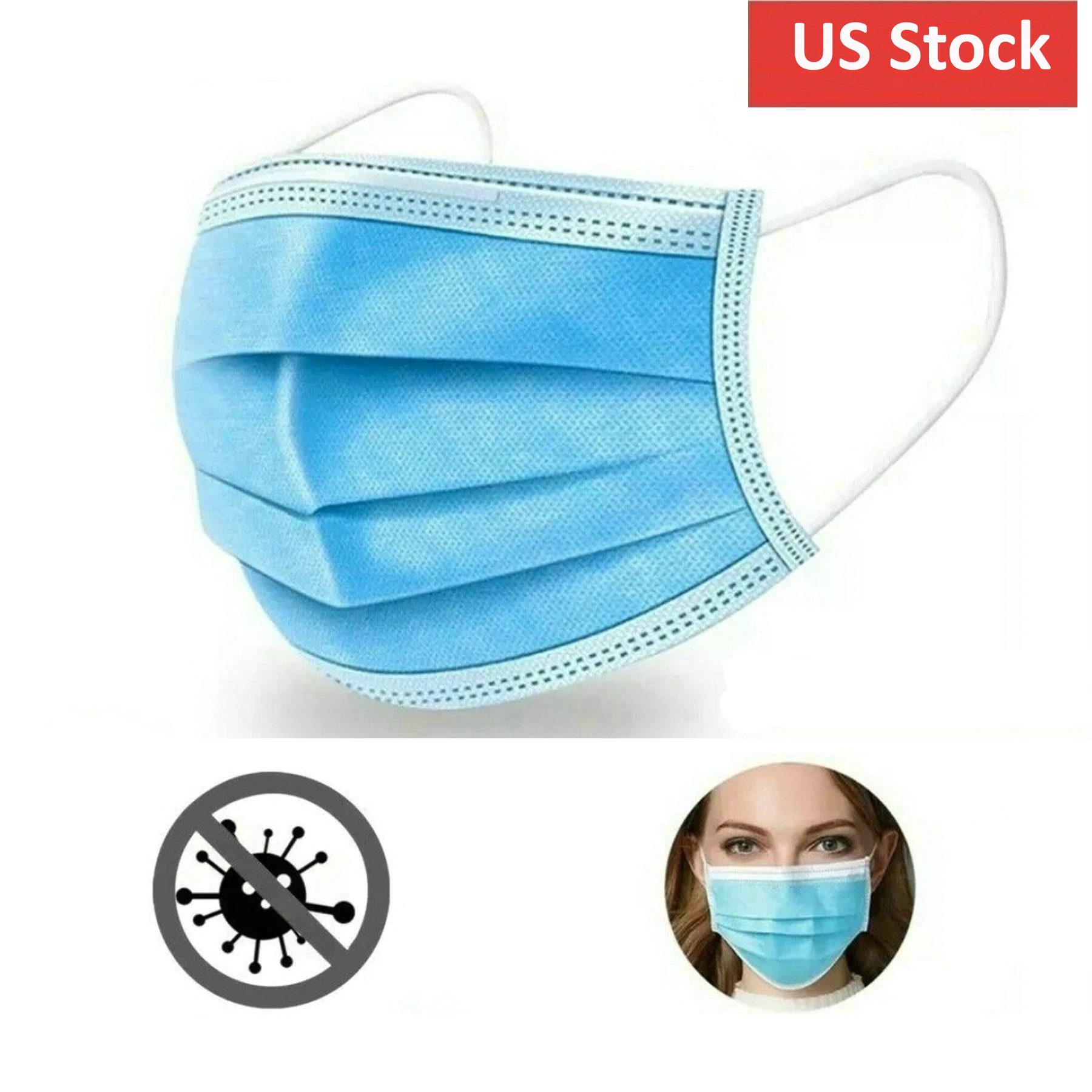 3 Ply Disposable Masks - Breathable Melt-Blown Filter Face Masks 1