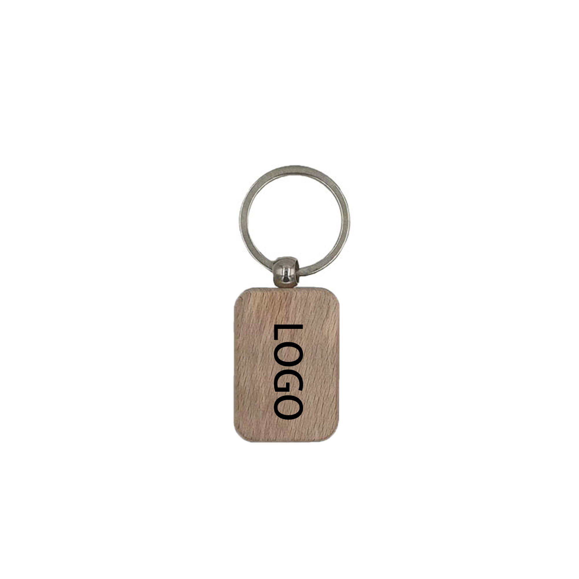 Rectangular wooden key chain with rounded corners 1