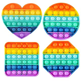 Square Shape Rainbow Color Push Pop Bubble Sensory Fidget Toy 2
