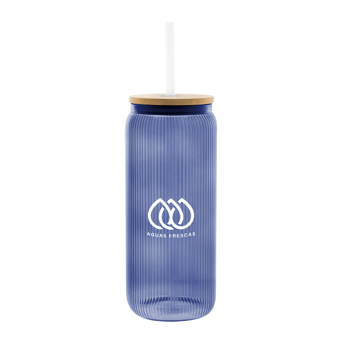 20 Oz. Ribbed Borosilicate Glass Can with Bamboo Lid 5