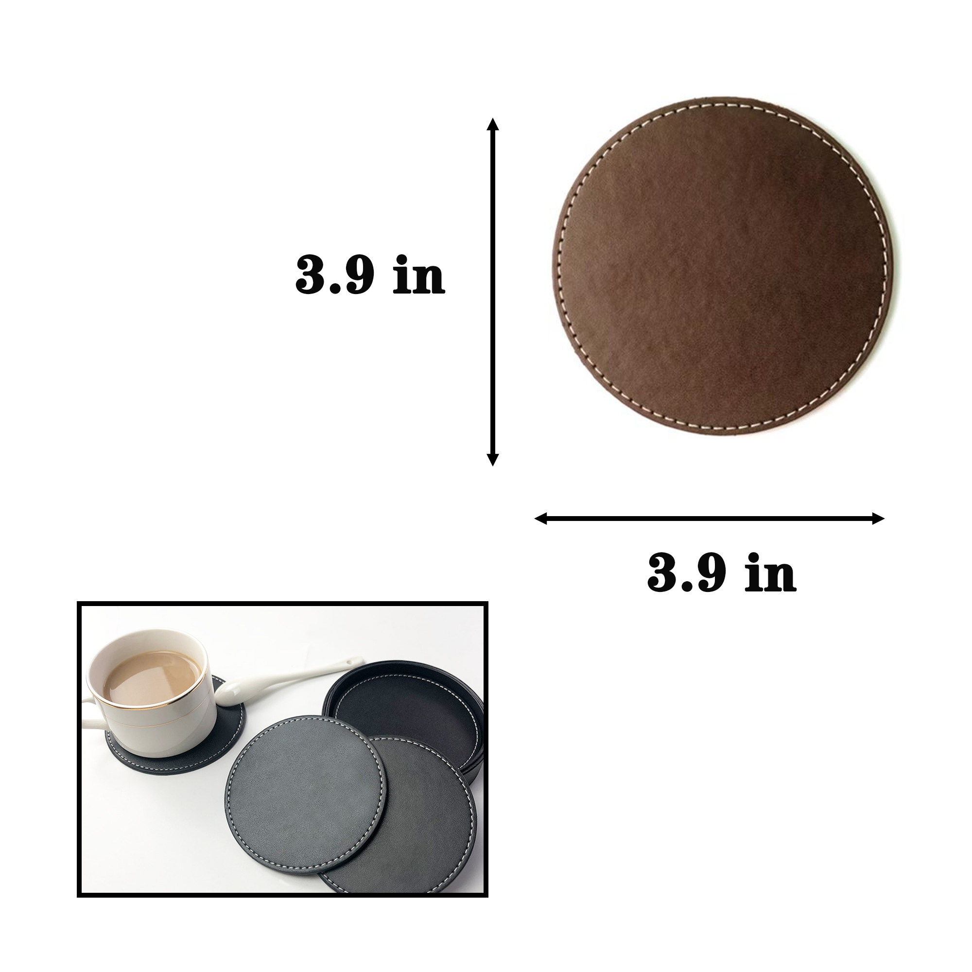 2.9 " Round Leather Coasters 5