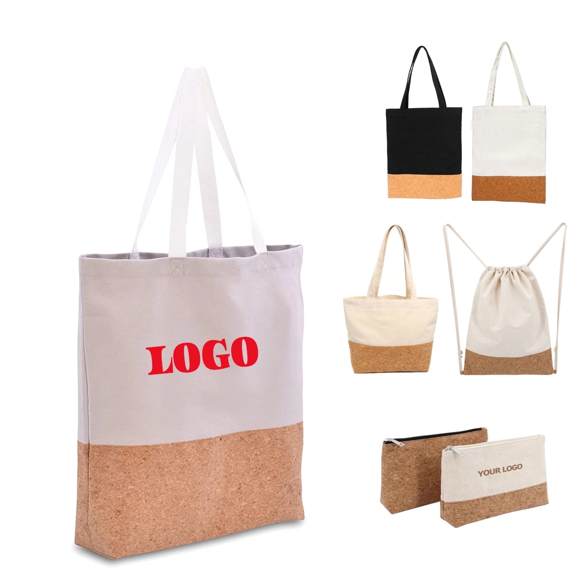 Cork Bottom Farmers Market Bag, custom tote bag with logo imprint 2