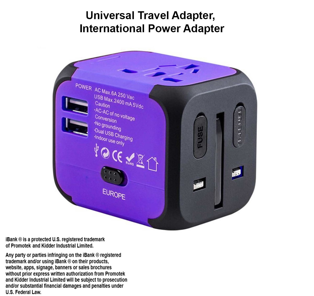 iBank ® Universal Travel Adapter, International Power Adapter 2