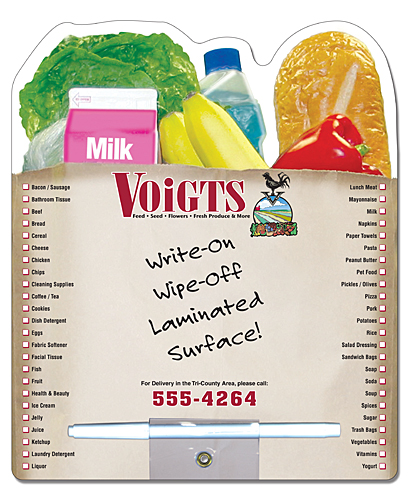 Delivery Laminated Memo Board - Grocery Bag Shape (8.5x10.125) 3
