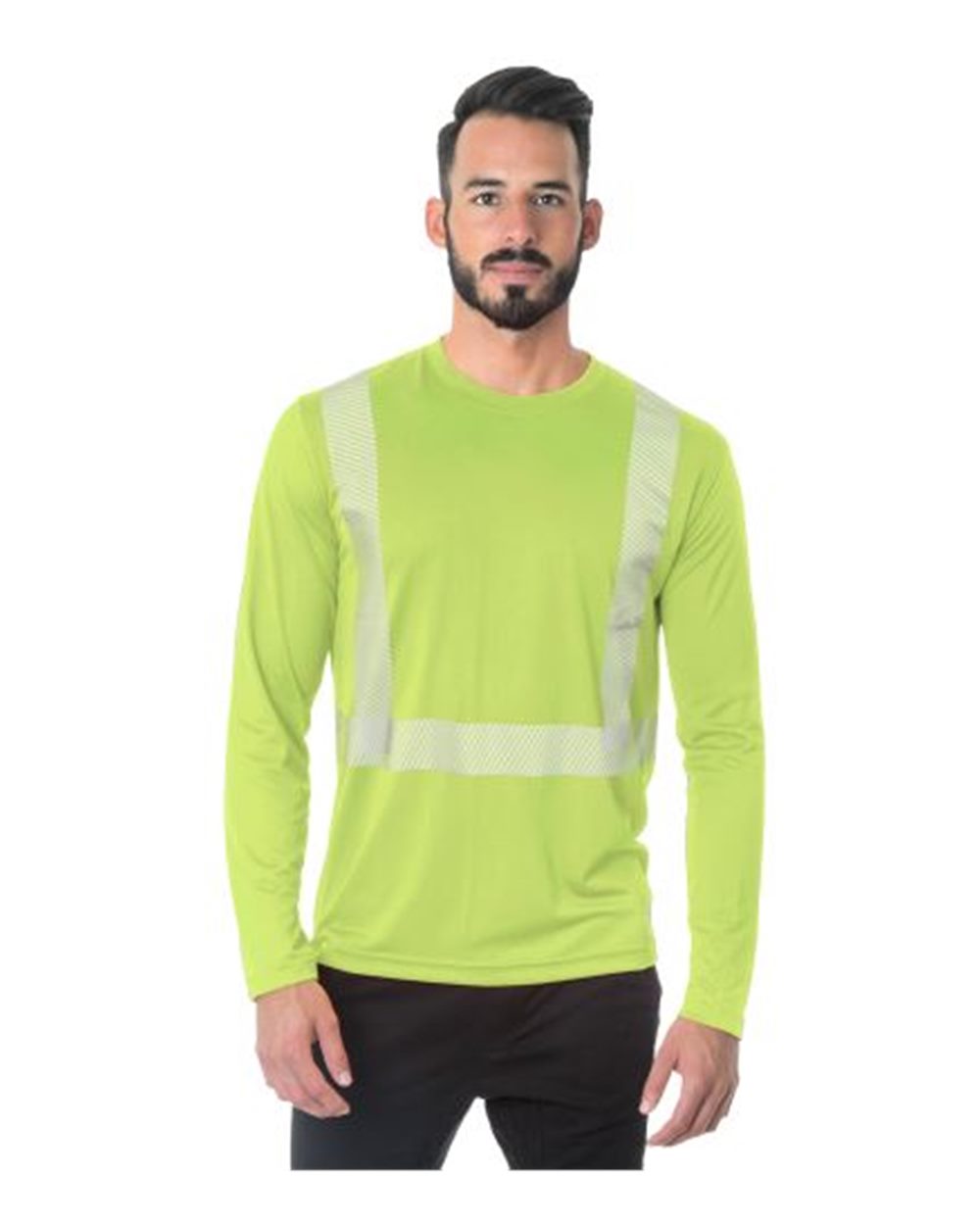 Unisex USA-Made Hi-Visibility Long Sleeve Performance T-Shirt - Segmented Tape - 3740 1