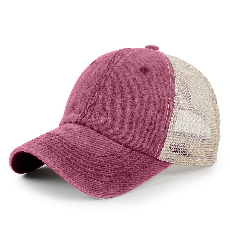 Stock 2-Tone Washed Cotton 6-Panel Trucker Cap 34