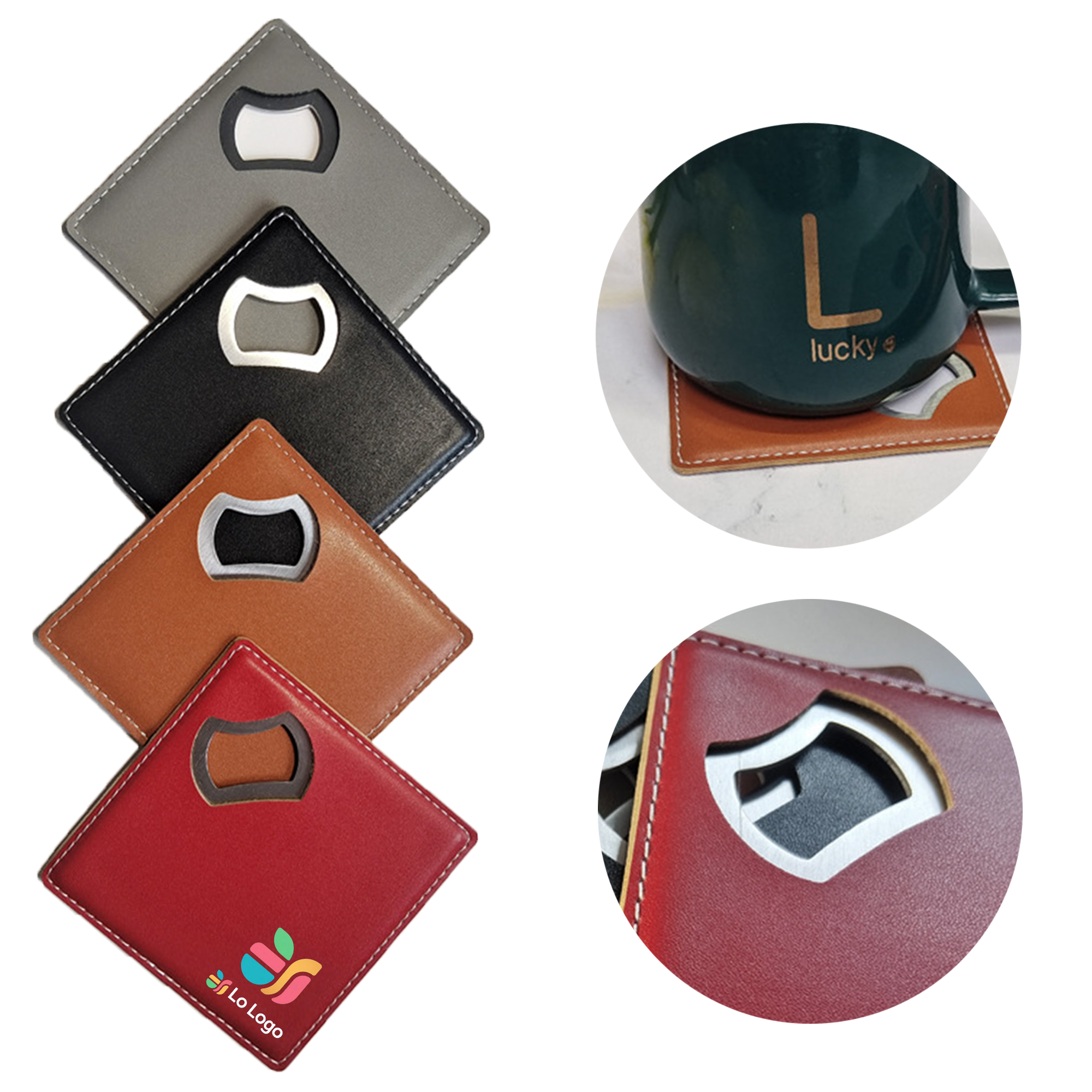 Square Shaped PU Leather Coaster 2
