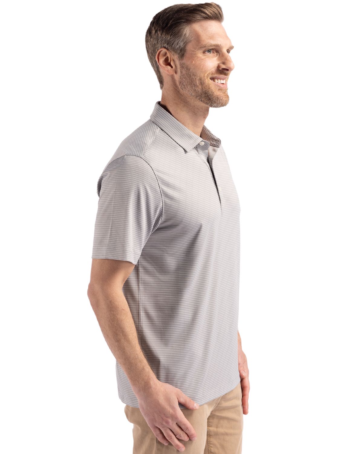 Cutter & Buck Forge Recycled Fine Line Stripe Four-Way Stretch Mens Polo 87
