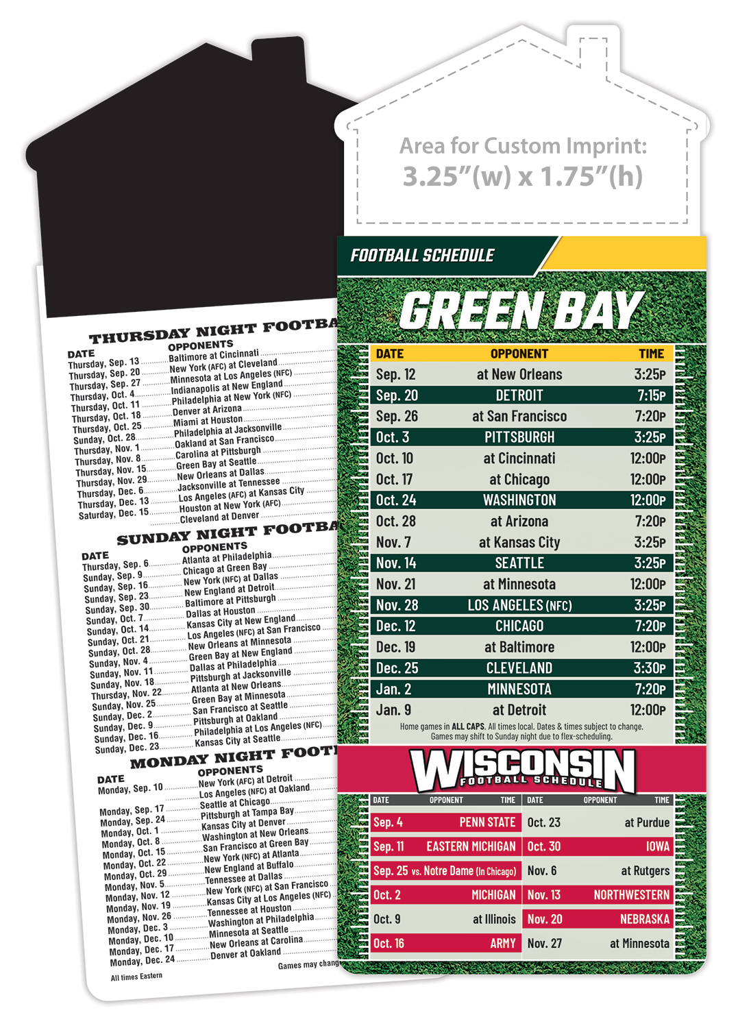 Magna-Card House Shape Magnet Football Schedules (3.5x9)