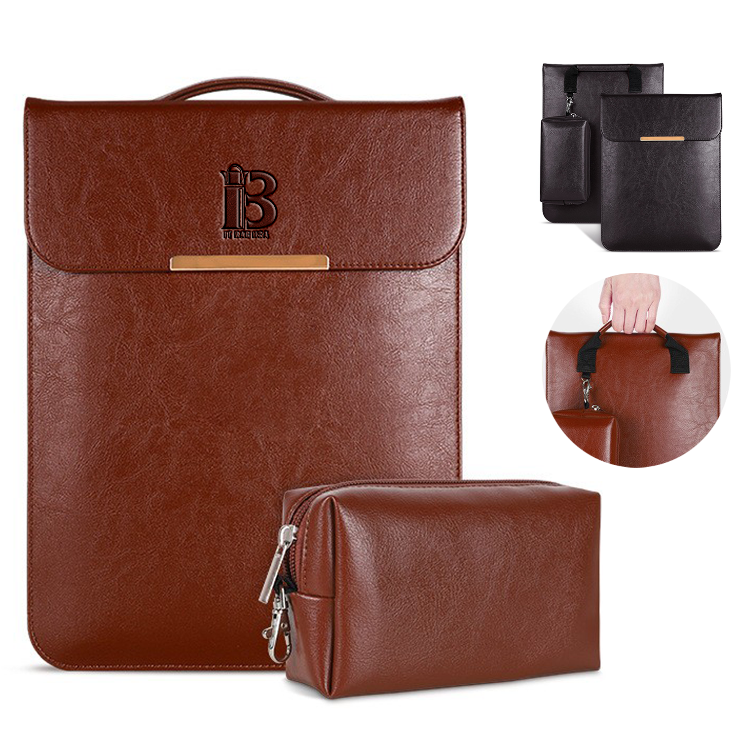 Waterproof Anti-scratch Leather Sleeve with Pouch