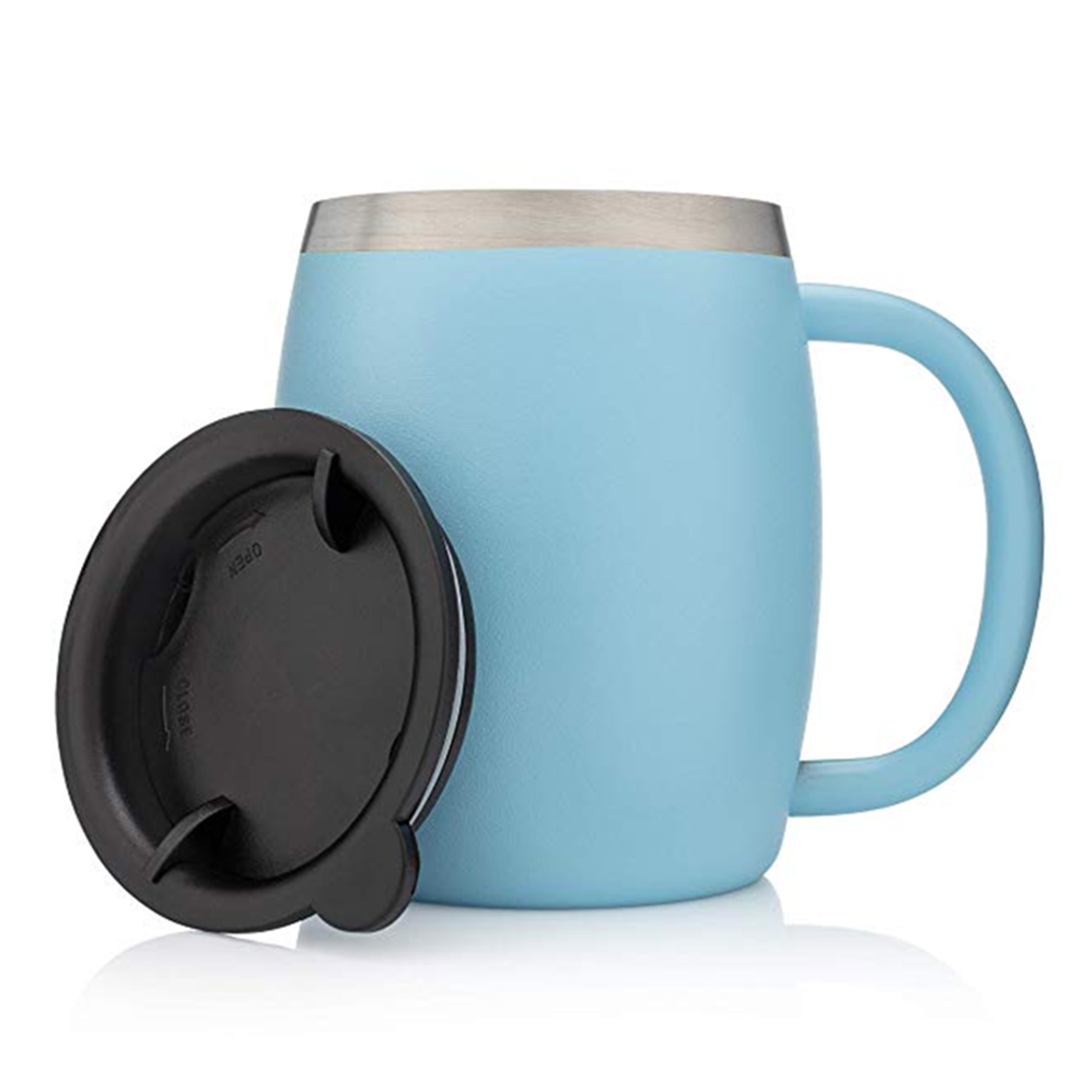 14 Oz. Double Wall Beer Mug With Lid & Handle 14