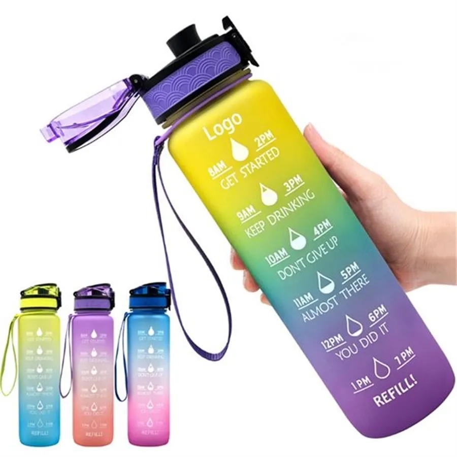 32oz Leakproof Motivational Sports Water Bottle 2
