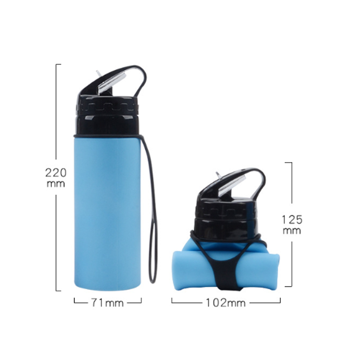 15Oz. Foldable Water Bottle with Flip Lid and Carry Strap 8