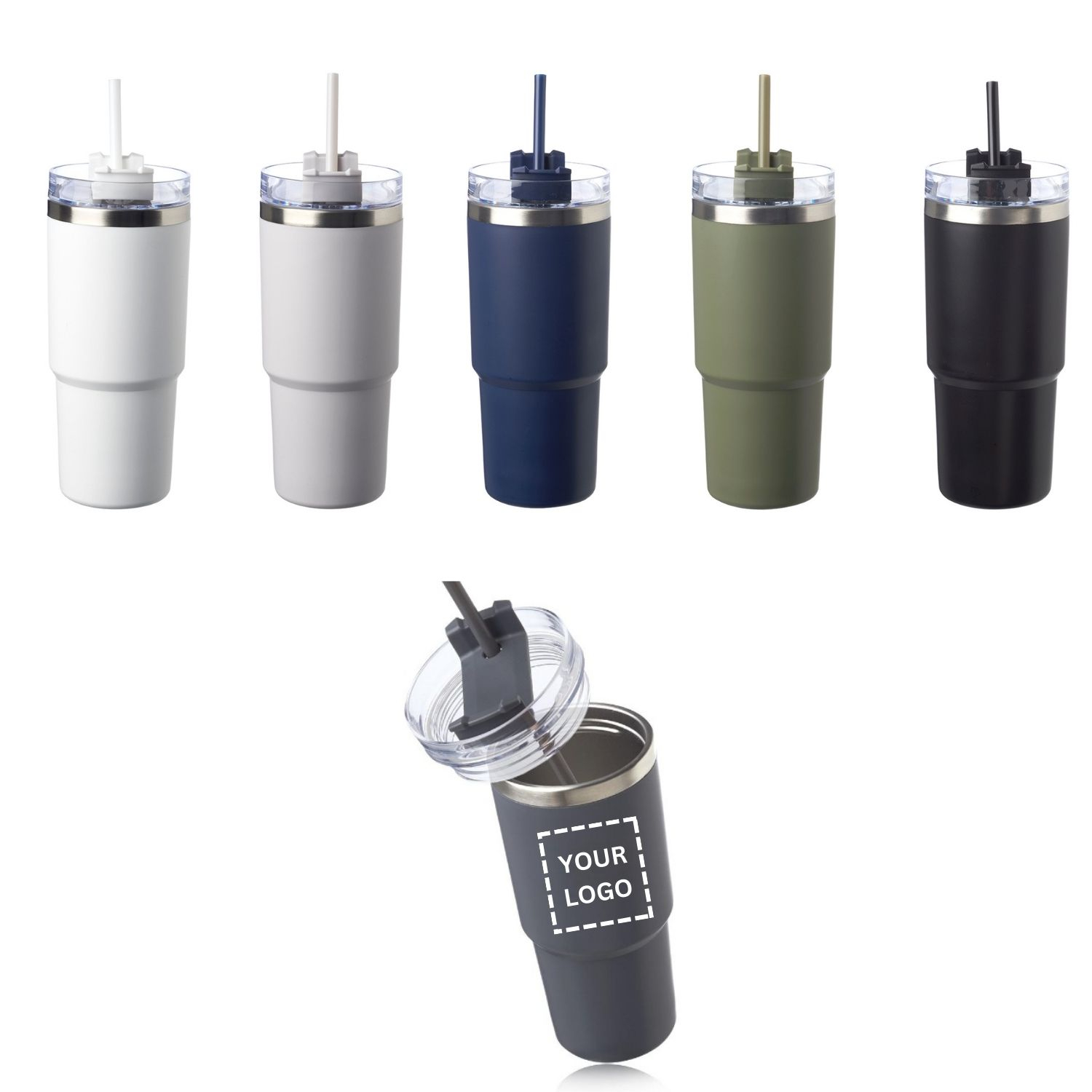 Stainless Steel Travel Tumbler with Straw, 23 oz. 2