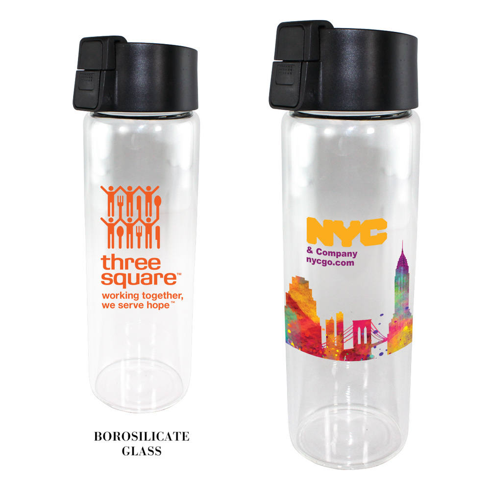 20 oz. Durable Clear Glass Bottle with Flip Top Lid 4