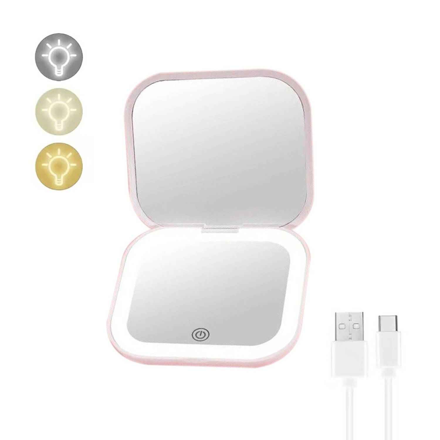 Rechargeable Portable Foldable Makeup Mirror w/ Lights 6