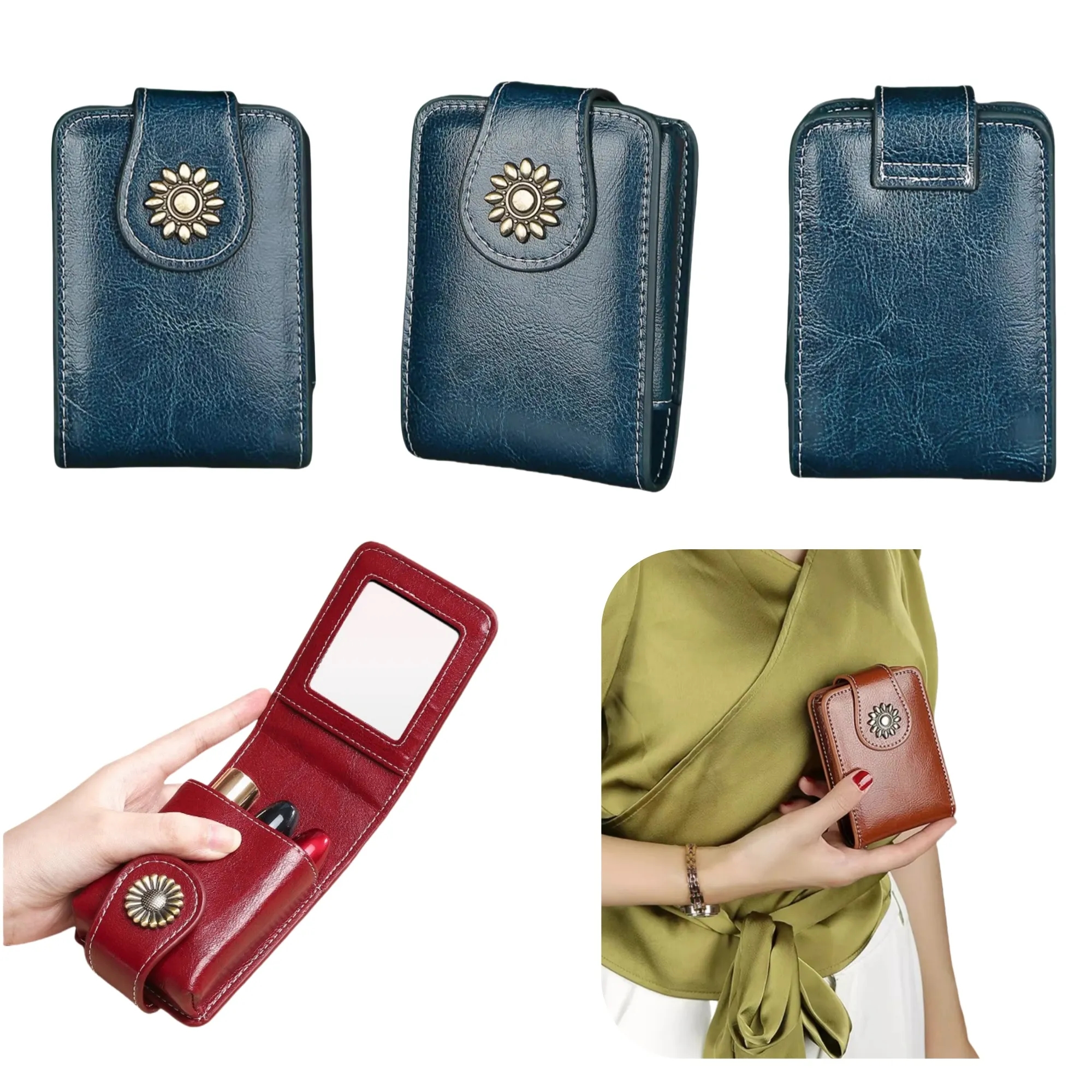 Leather Lipstick Bag Mini With Mirror 3