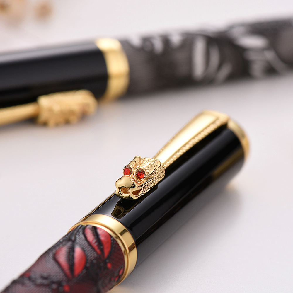 Vintage Leather Ball Pen with Dragon Shape Clip 5