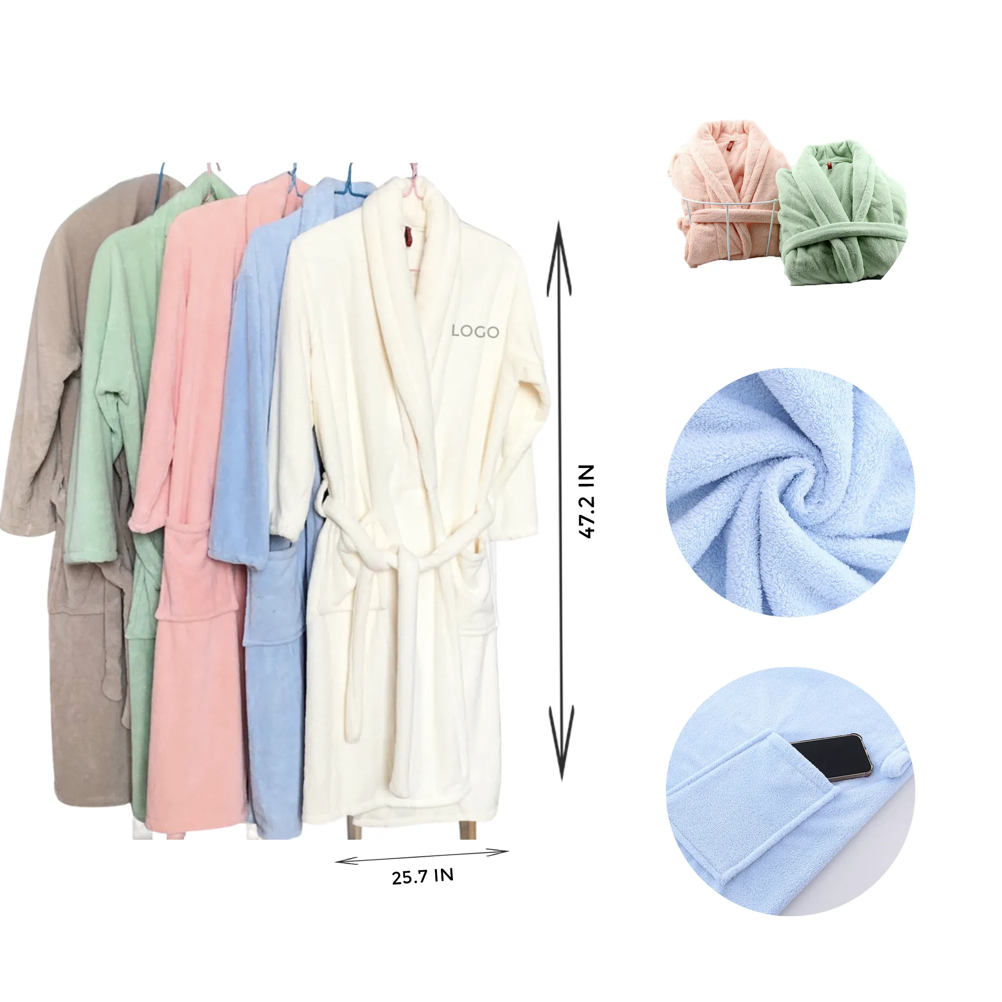 MOQ 10 PCS Coral Fleece Bathrobe 2