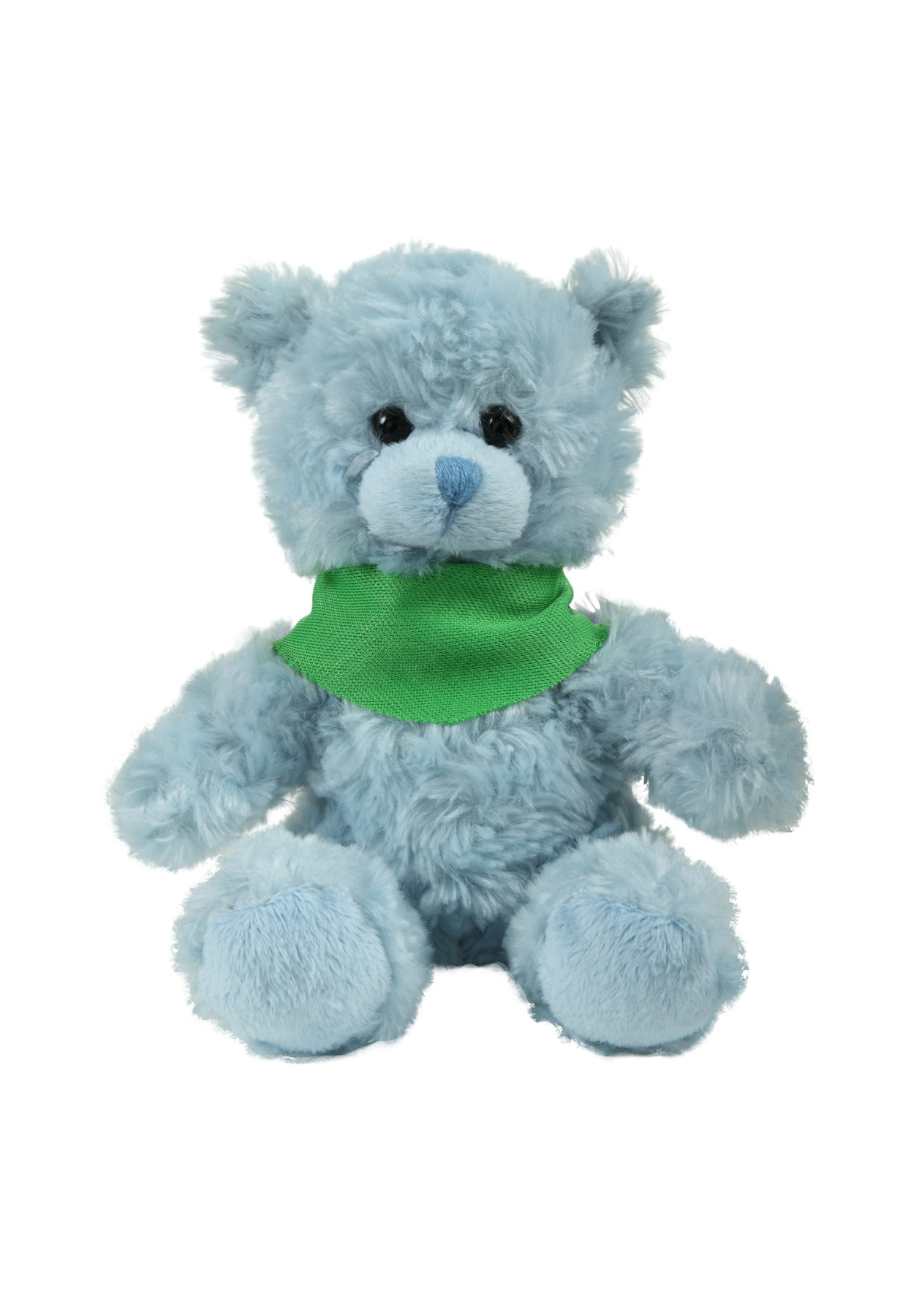 soft plush Blue Curly Sitting Bear with bandana 3