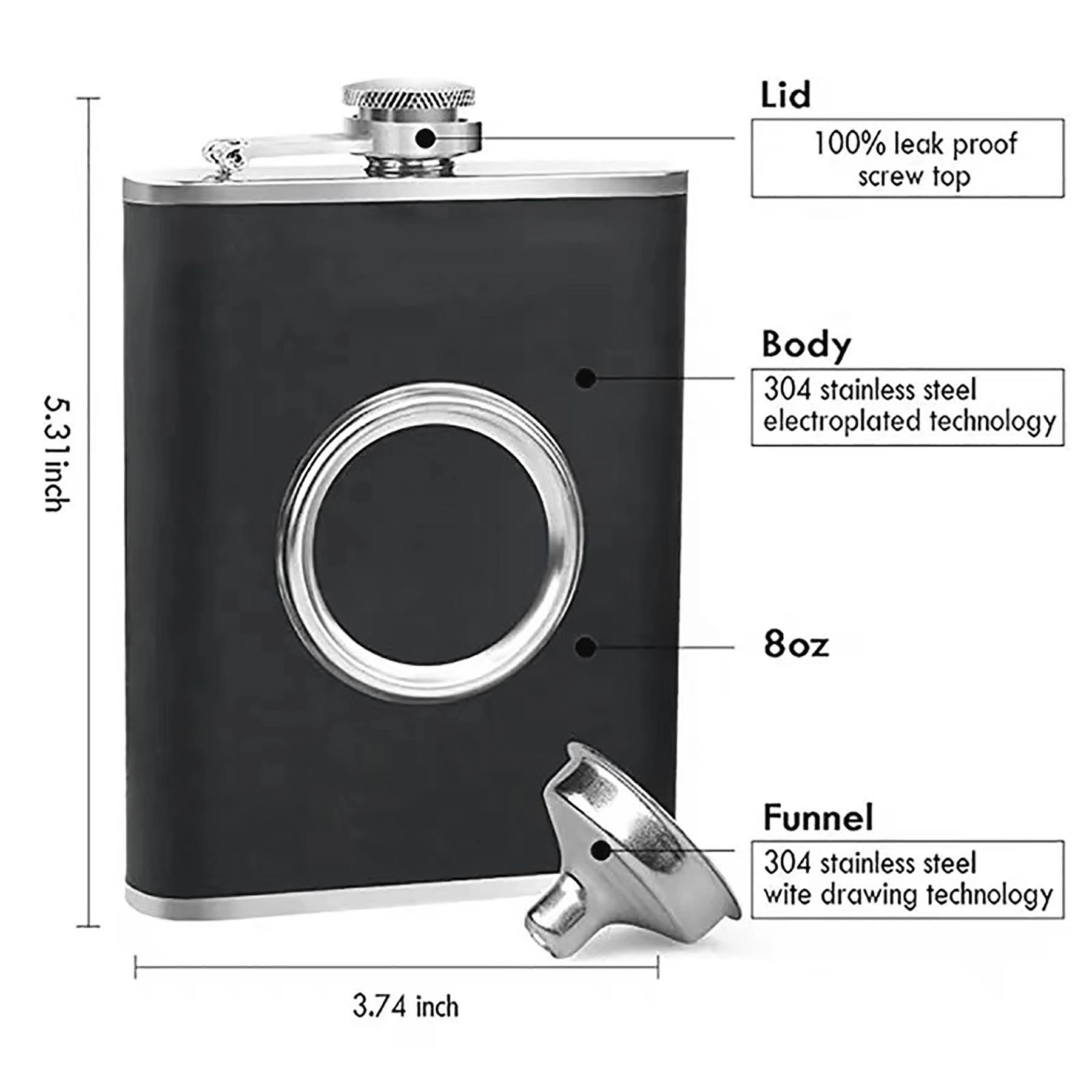 Hip Flask with Collapsible Shot Glass 1