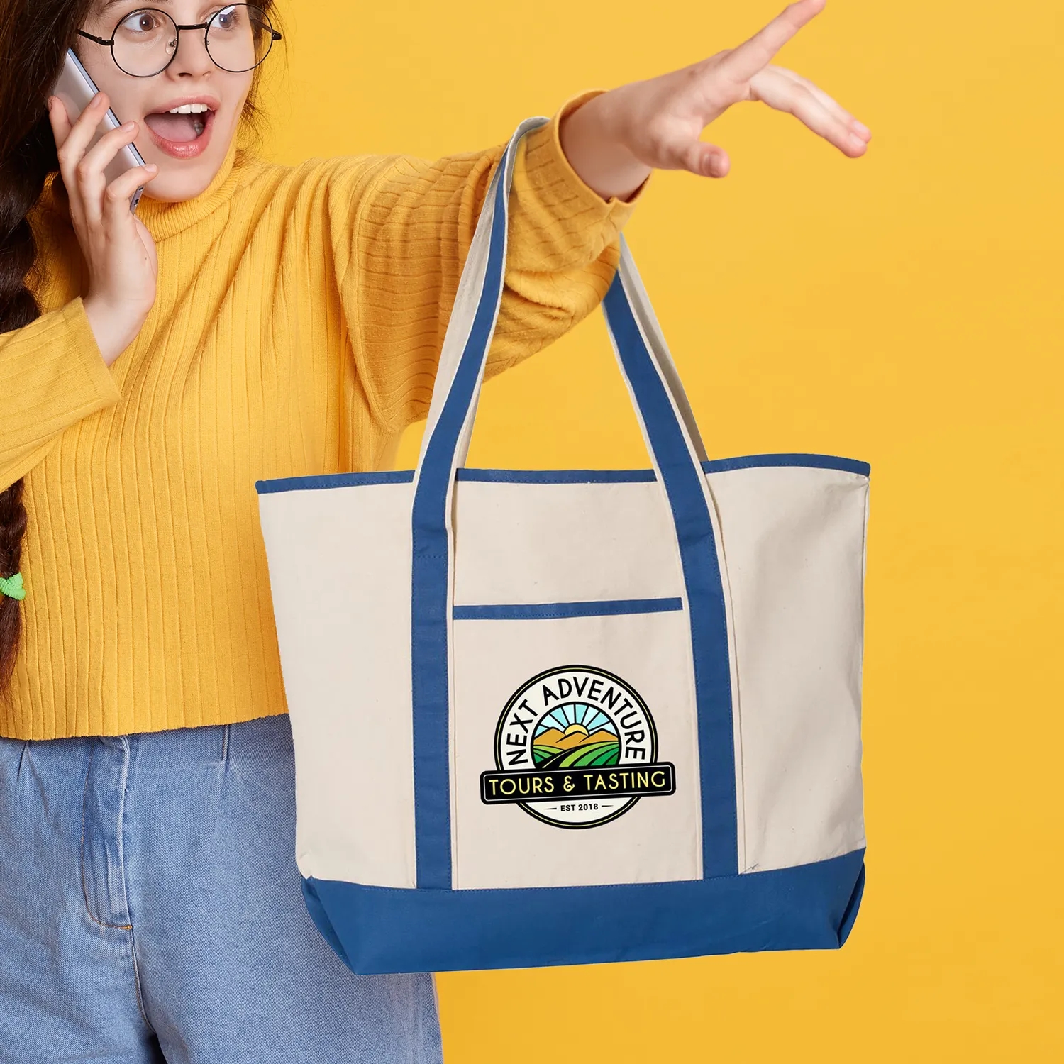 Q-Tees 34.6L Large Canvas Deluxe Tote 5