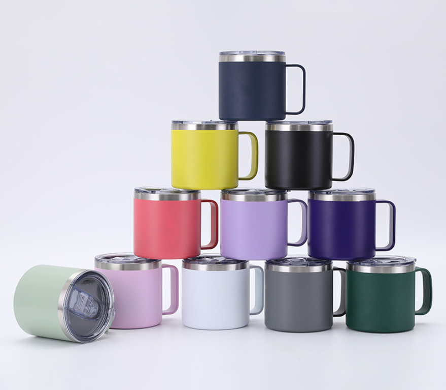 12oz Stainless Steel Coffee Cup Mug With Lid And Handle 2