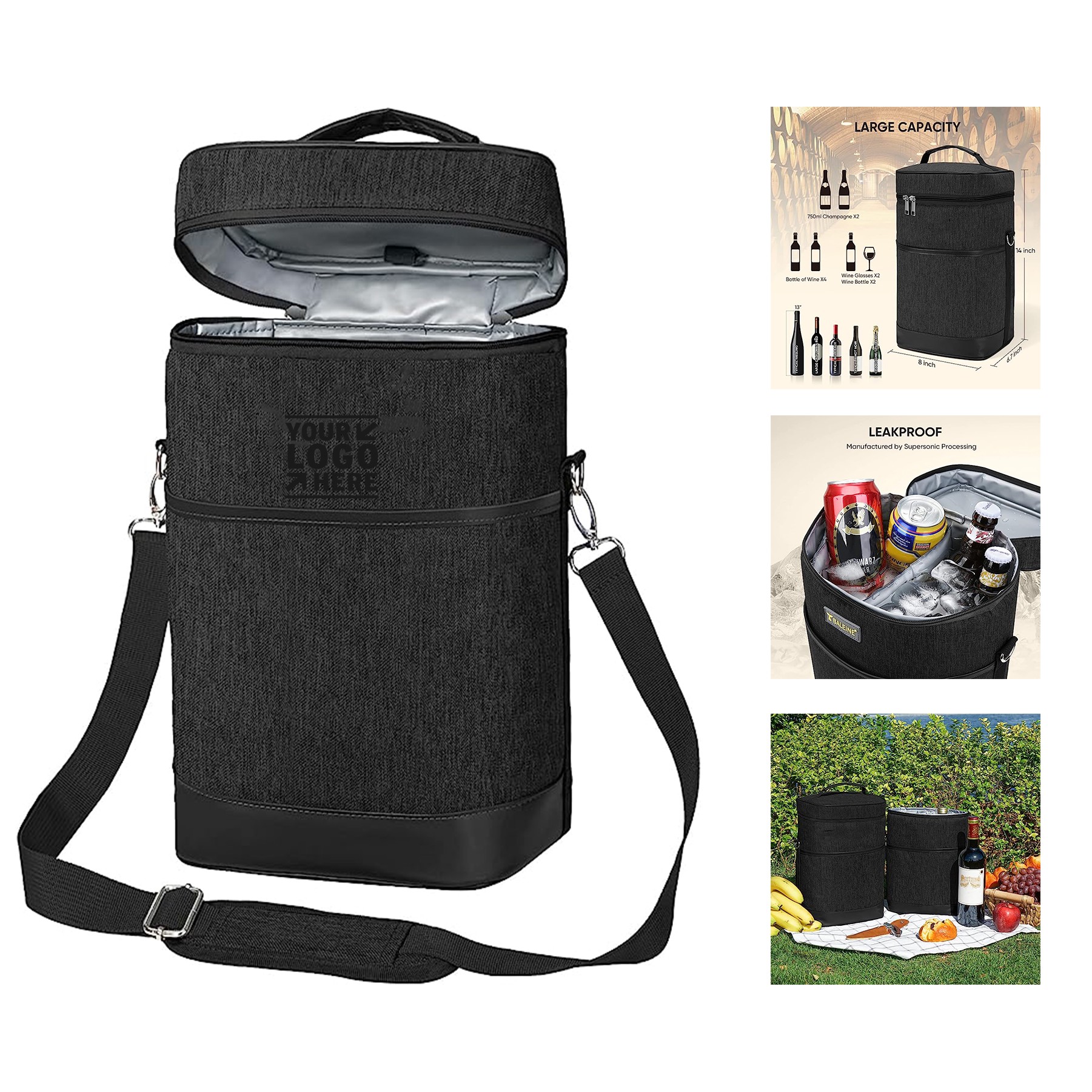 4 Bottle Wine Carrier Cooler Bag with Shoulder Strap 3
