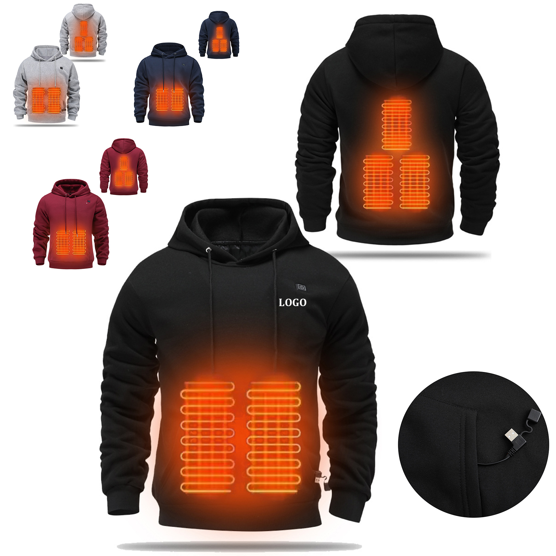 Unisex Heated Hoodie Sweatshirt, custom hoodie or sweatshirt with logo imprint 7