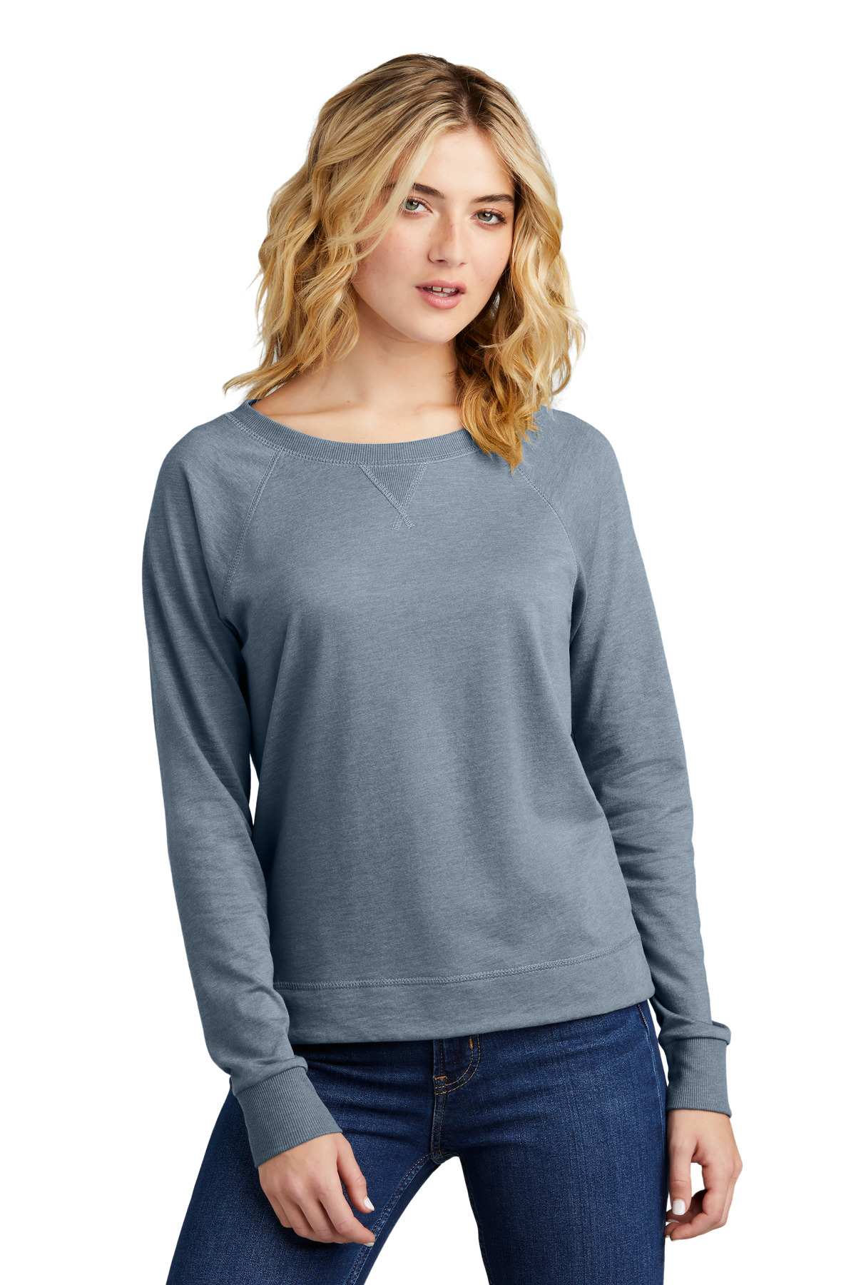District Women's Featherweight French Terry Long Sleeve Crewneck DT672 14