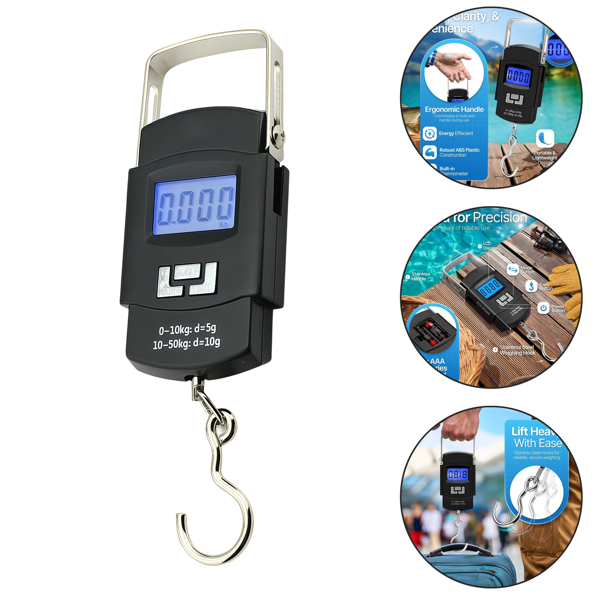 50KG Portable Travel Luggage Scale with Hook 3