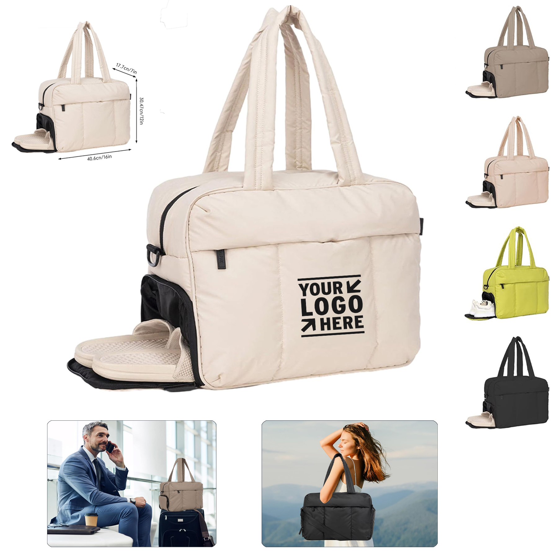 Women Large Puffer Tote Gym Weekender Overnight Travel Lightweight Duffel Bag 2