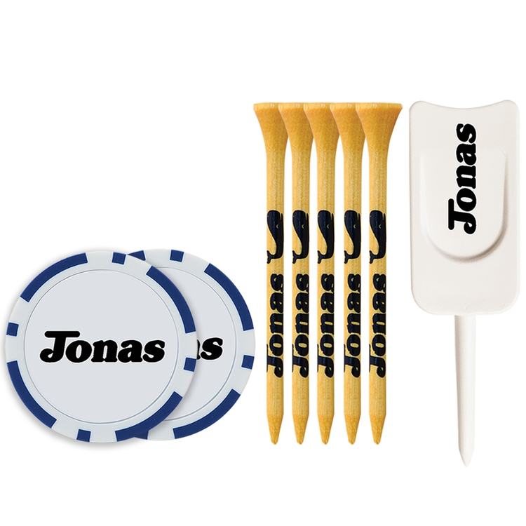 5 Bamboo Tees 2 3/4", 2 Poker Chips, Single Prong Plastic Divot Tool