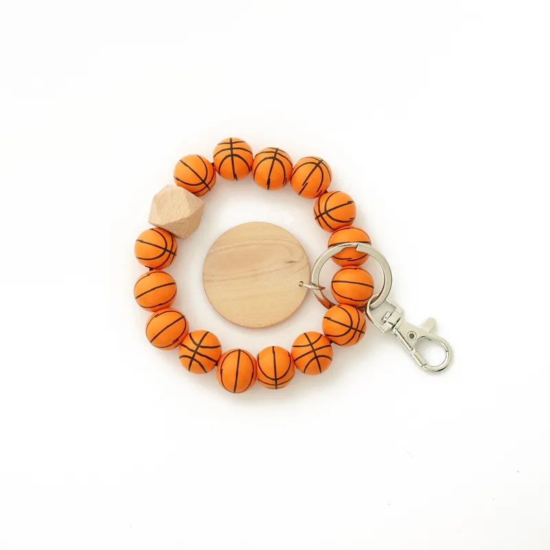 Wooden Ball Bracelet Keychain 8