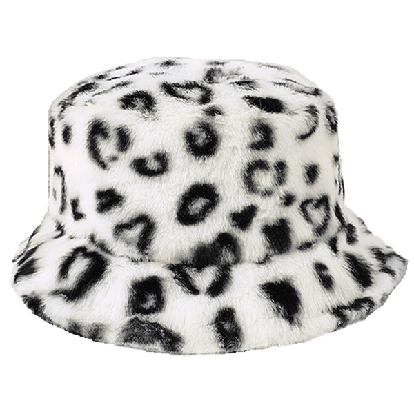 Stock Print Faux Fur Bucket Hat with Custom Logo 5