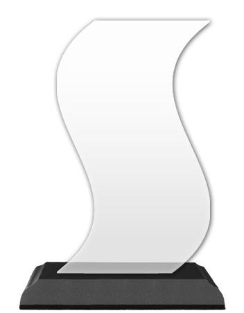 Blank Acrylic Trophy: 10" Curve with Wood Base. 1