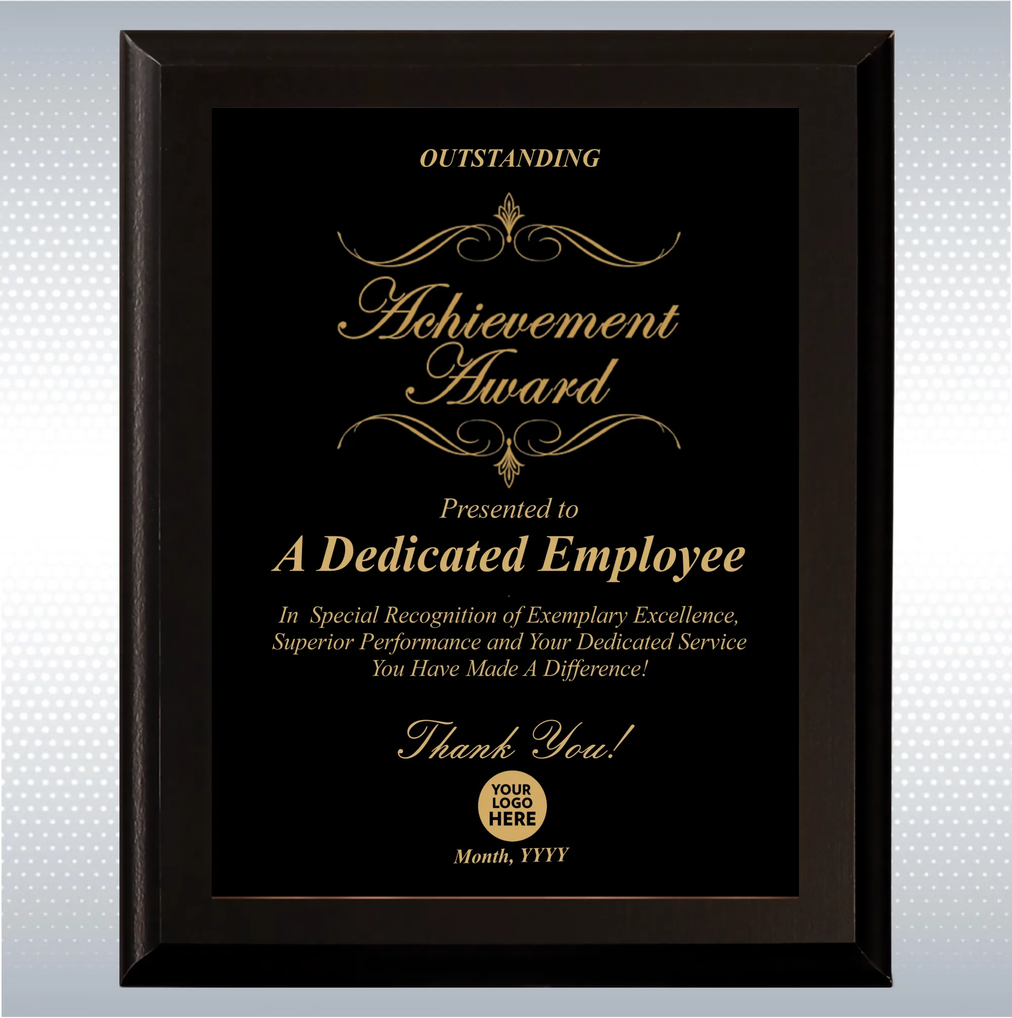 Black Matte Excellence Plaque , Employee Recognition Award 9