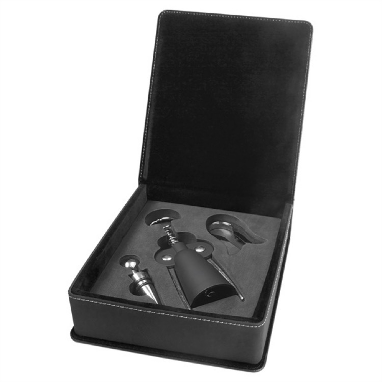 Leatherette Wine Tool Screw Lever Set 14