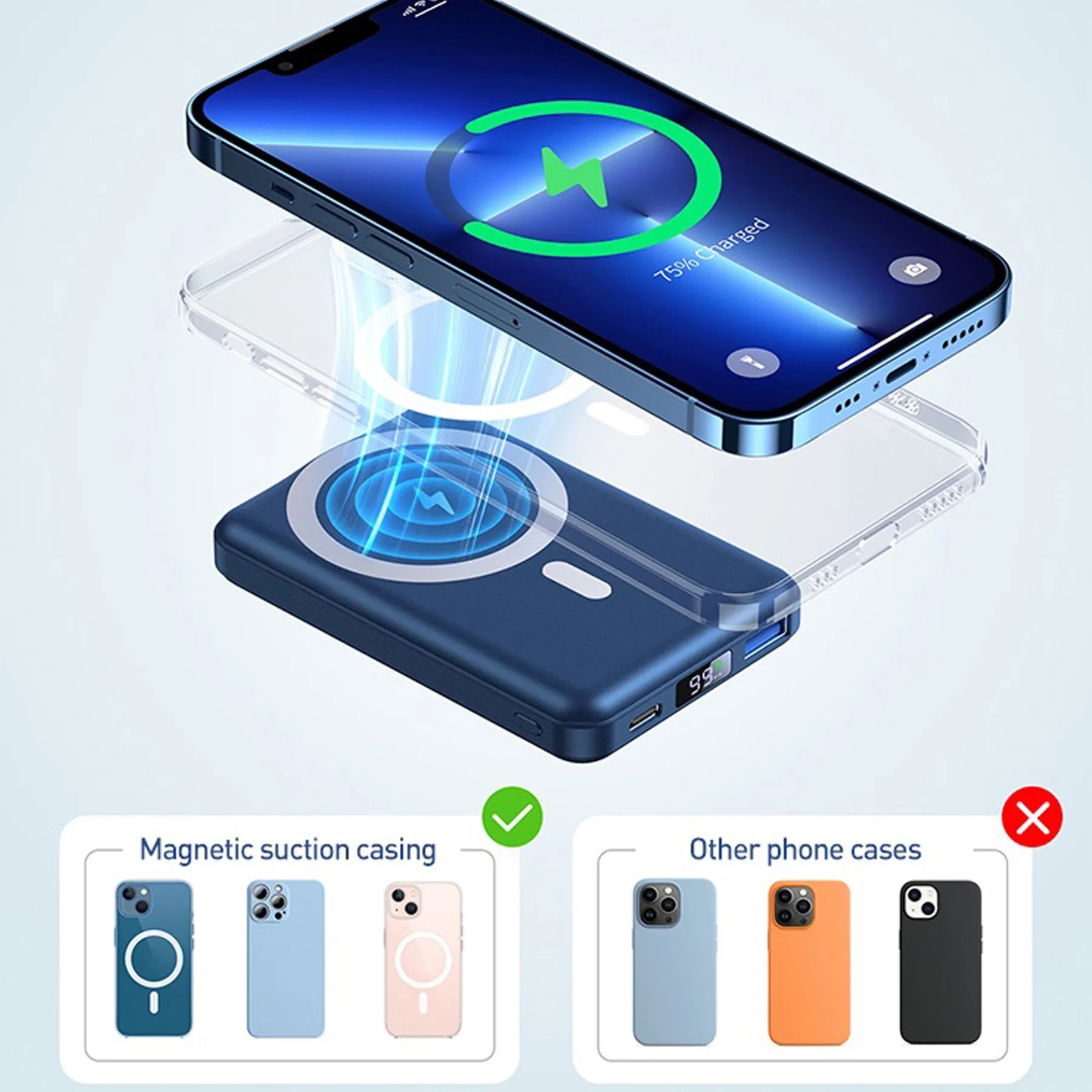 5000mAh Power Bank and Wireless Charger 15W Support MagSafe 6