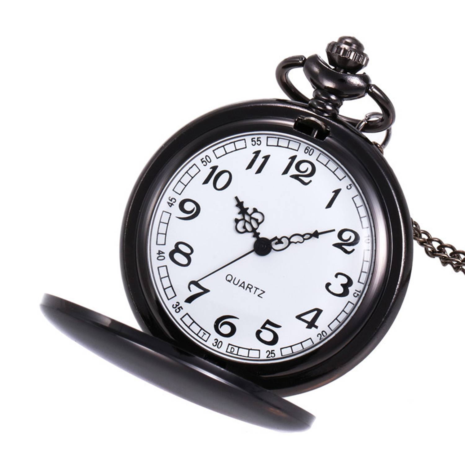 Classic Smooth Round Vintage Quartz Pocket Watch 2