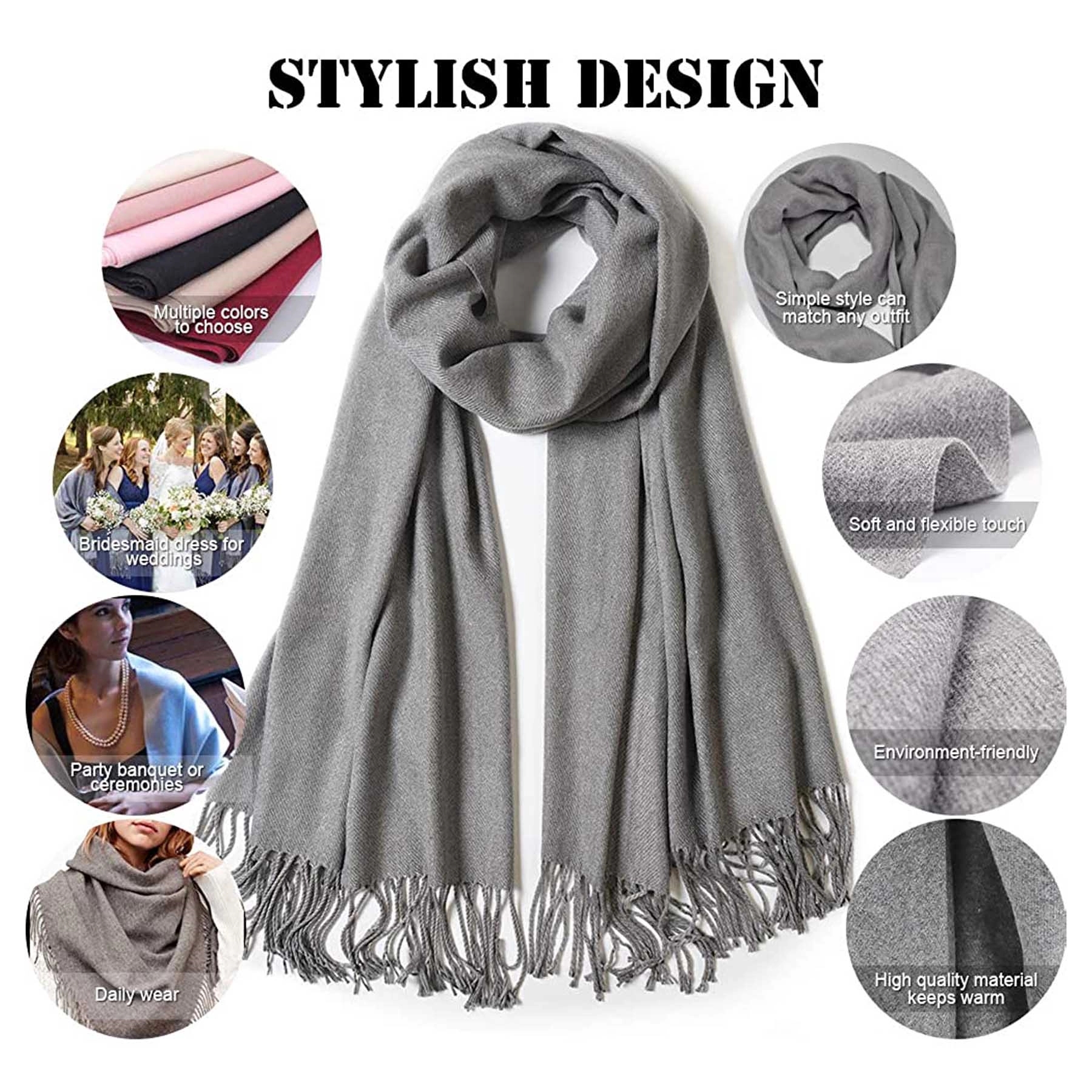 Women Winter Cashmere Scarf wIth Tassel 3