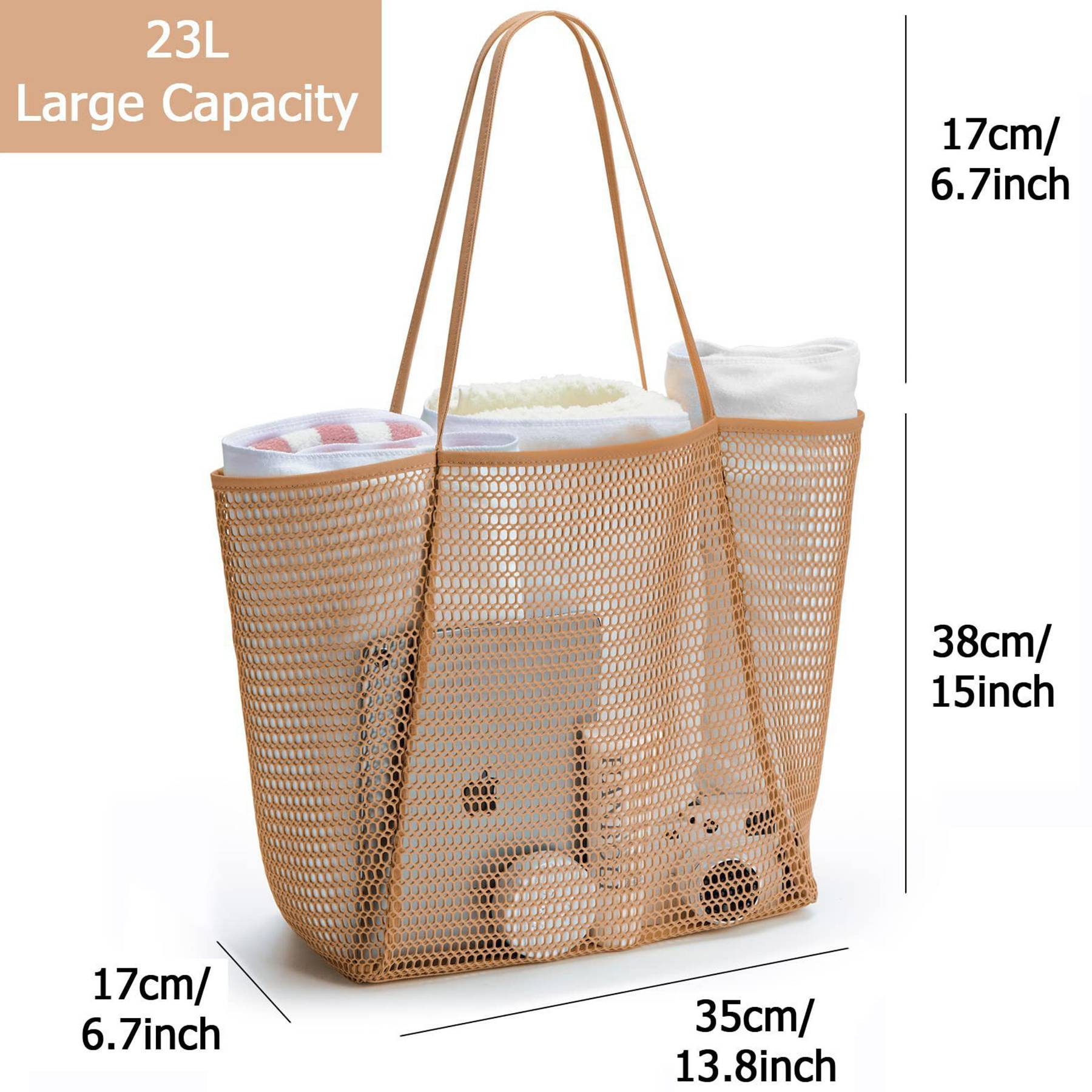 Polyester Casual Beach Mesh Tote Bag 7
