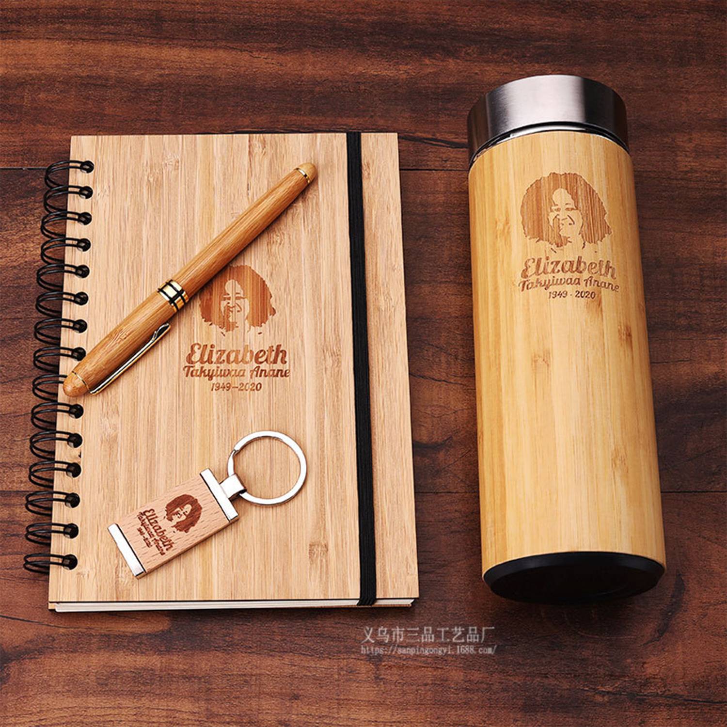 Bamboo water cup stationery notebook set 3
