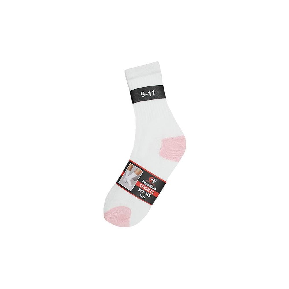 Premium Sports Socks - White Pink Size 9-11 2