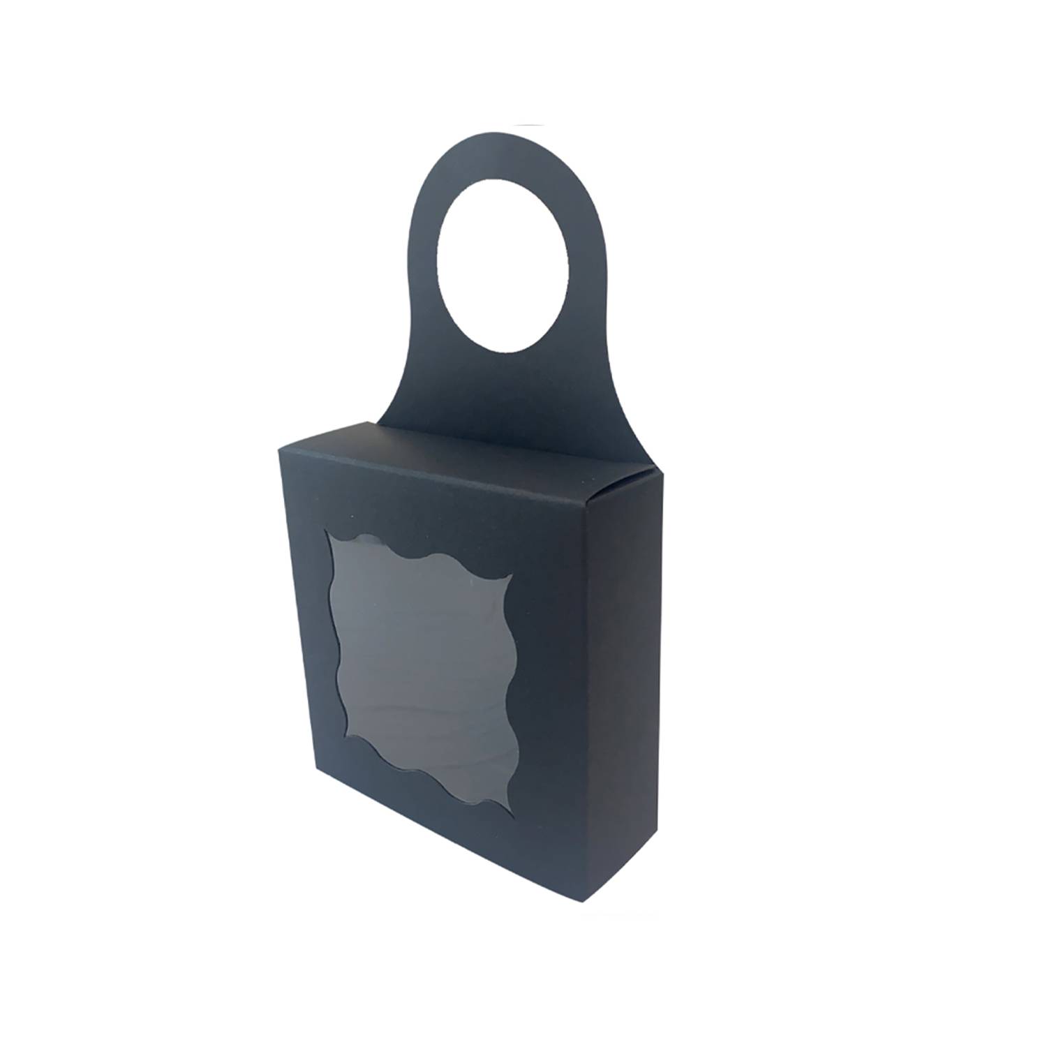 Kraft Paper Wine Bottle Box w/ Window Hanging Foldable 4