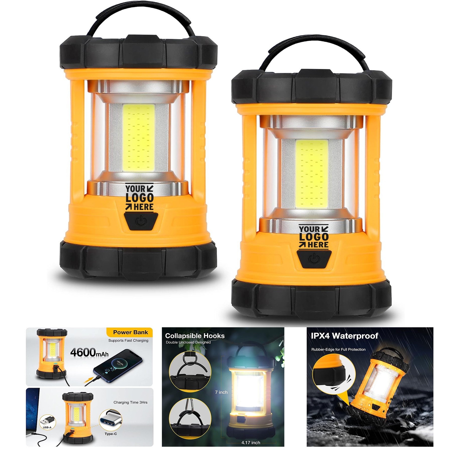 3200LM Bright Camping Rechargeable LED Lantern Lights 4600mAh Power Bank 1