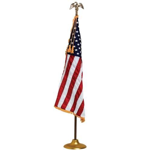 Embroidered U.S. Flag with Pole Hem and Fringe - 3' x 5' Nylon 2