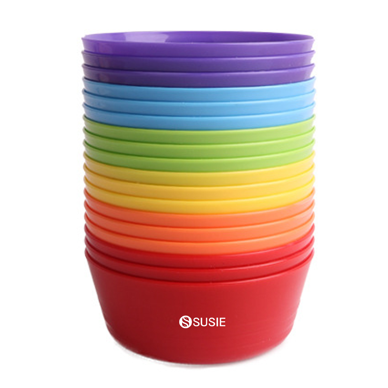 18Pcs Rainbow-Colored Food Grade Matte Surface Kids Bowl 2